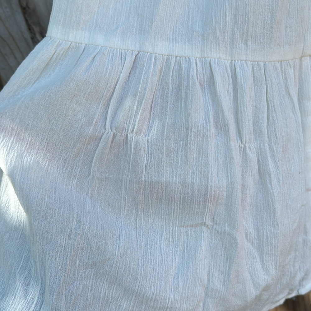 Reformation Chicago Dress White Tiered Maxi Midi Open Back Tie 1/2 Sleeve 0/XS - Picture 8 of 12